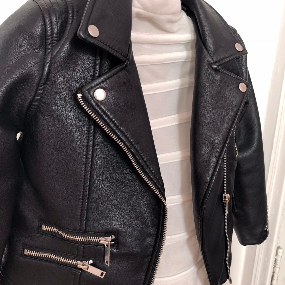 Zara Kids Girl Leather Biker Jacket Size 6